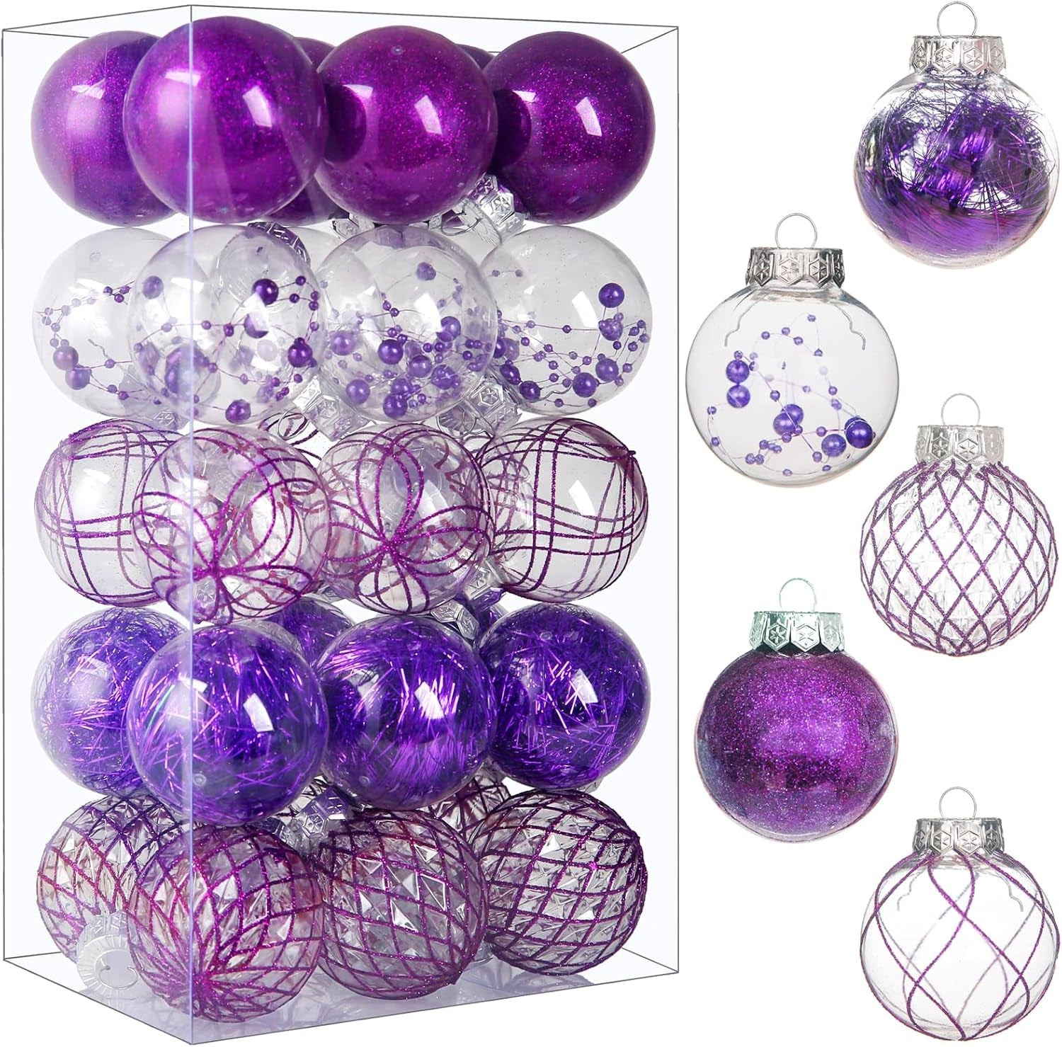Clear Christmas Ball Ornaments, 30Ct 2.36" Plastic Shatterproof Christmas Decorations Ornament Xmas Ball Hanging Ornaments for Christmas Tree for Halloween Christmas Party Wedding Anniversary
